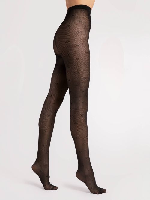 Rajstopy z kwiatowym motywem - Lea 30 den - Fiore - CN030MG6107A2 black