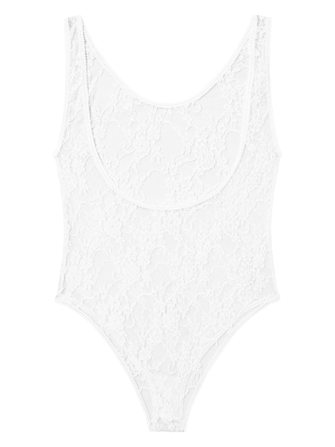 Koronkowe body damskie w kwiaty - Emma - Fiore - CC000XI0037AL/XL white 