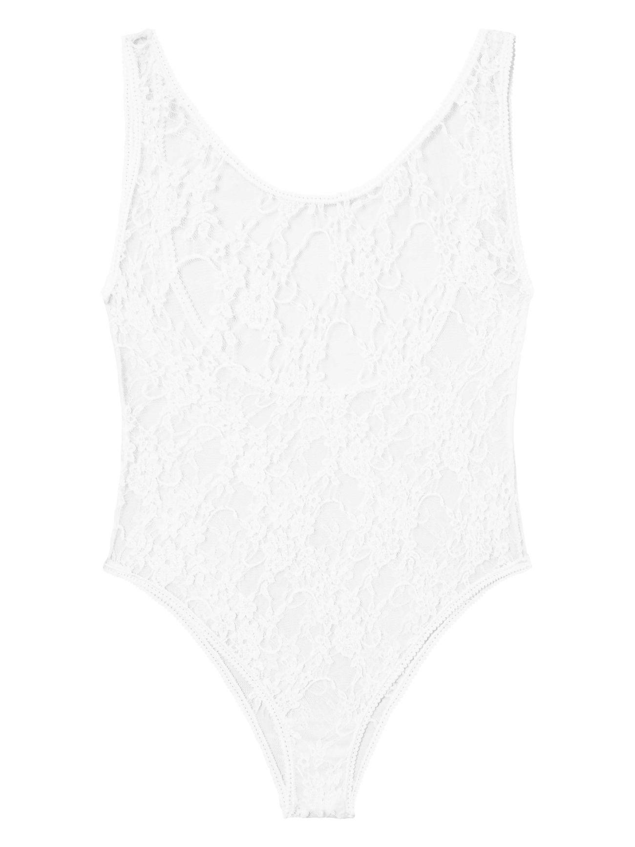  Koronkowe body damskie w kwiaty - Emma - Fiore - CC000XI0037AL/XL white 